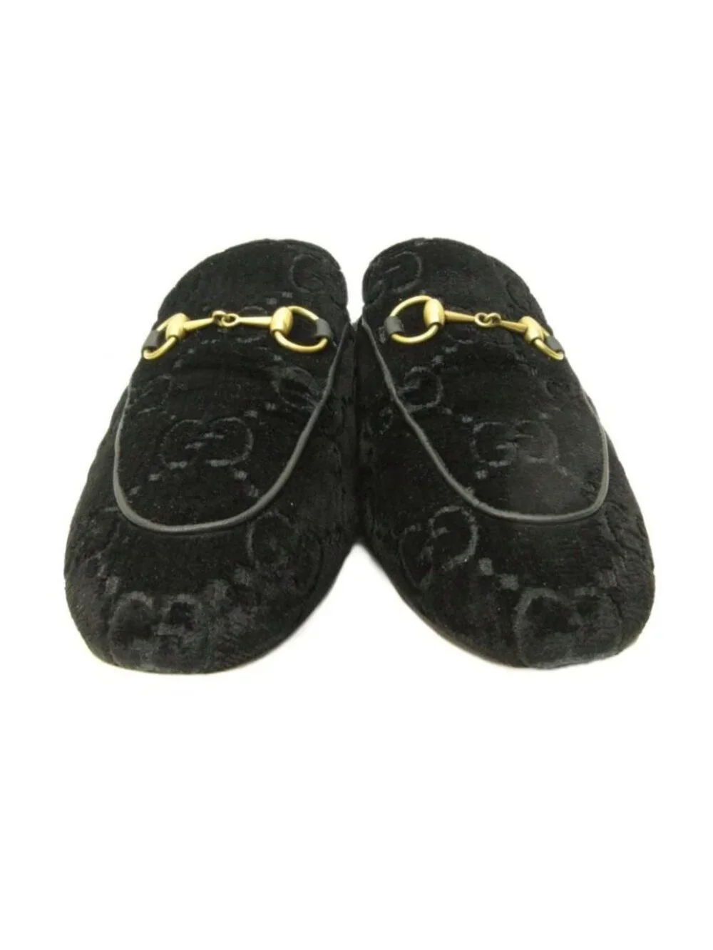 Gucci Princetown Horsebit Mule Sandals GG Pattern Velvet Black 6.5 - Picture 2 of 8